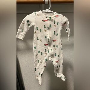 Carter's White Footed One-Piece Pajamas with Trees and Cars